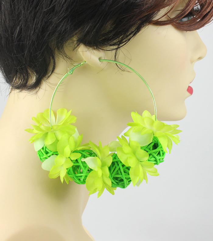 'HONEY BEE' FABRIC HOOP EARRING - ORANGE