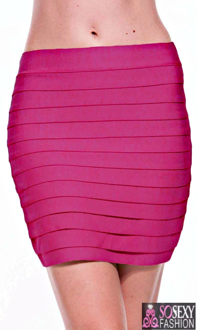 Tiered Luxe Bandage Mini Skirt