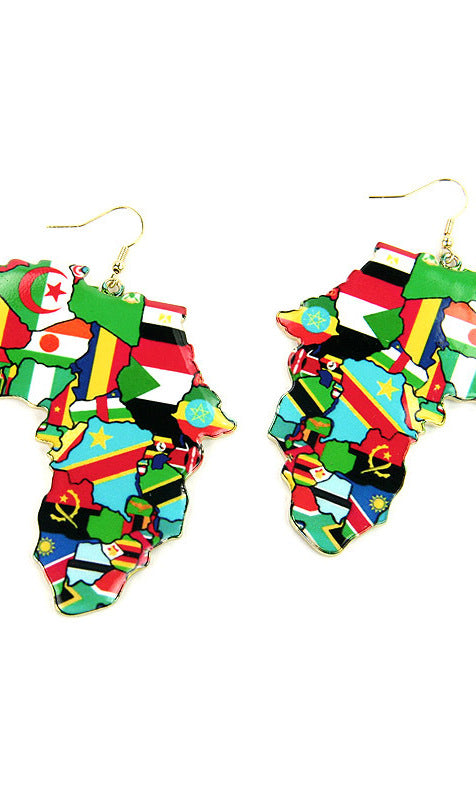 BLACK AFRICAN FLAGS FISH HOOK EARRINGS