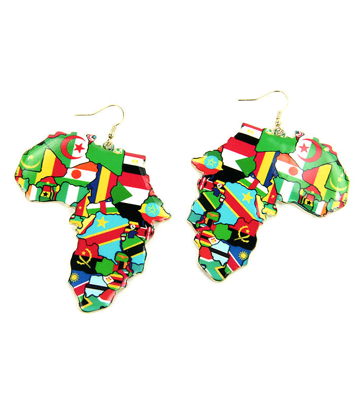 BLACK AFRICAN FLAGS FISH HOOK EARRINGS
