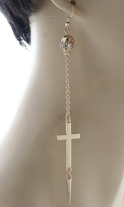 'JADA' Crystal Fish Hook Cross Earrings