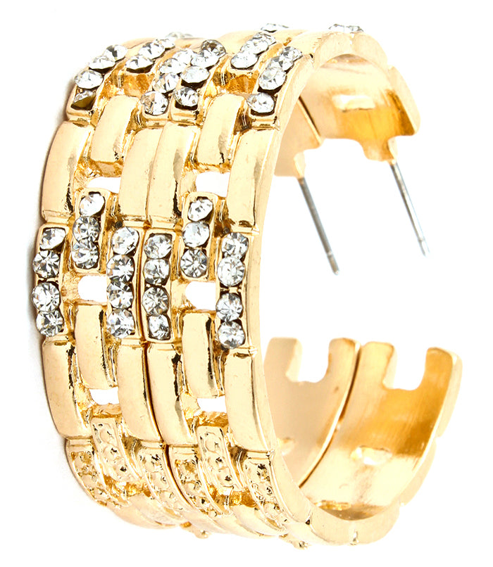 CRYSTAL STUDDED HOOP EARRINGS