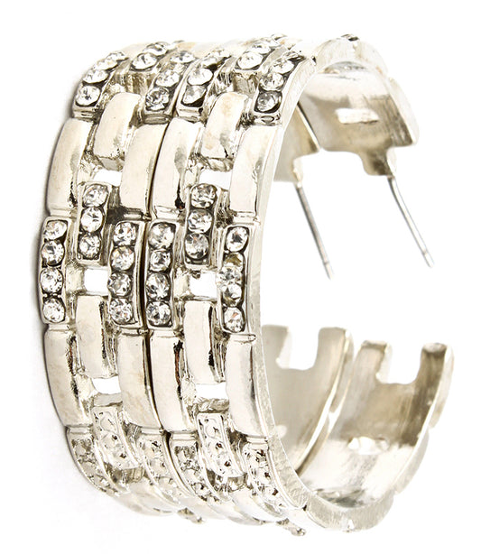 CRYSTAL STUDDED HOOP EARRINGS