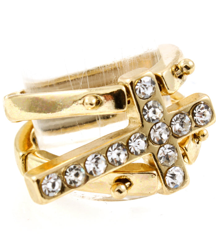 “Paris”  Adjustable Cross Crystal Ring