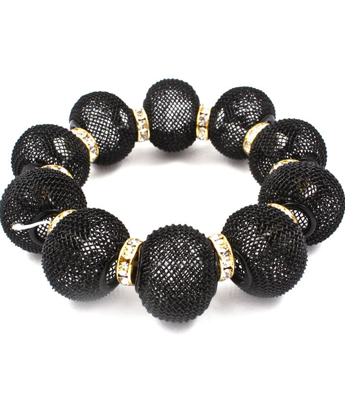 'Chloe' Crystal Mesh Stretch Bracelet  - Pink