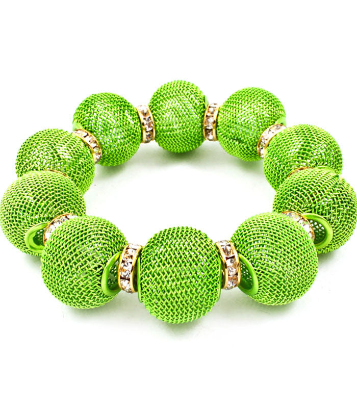 'Chloe' Crystal Mesh Stretch Bracelet  - Pink