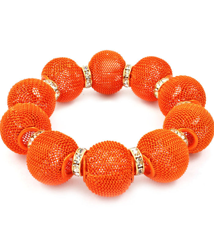 'Chloe' Crystal Mesh Stretch Bracelet  - Pink