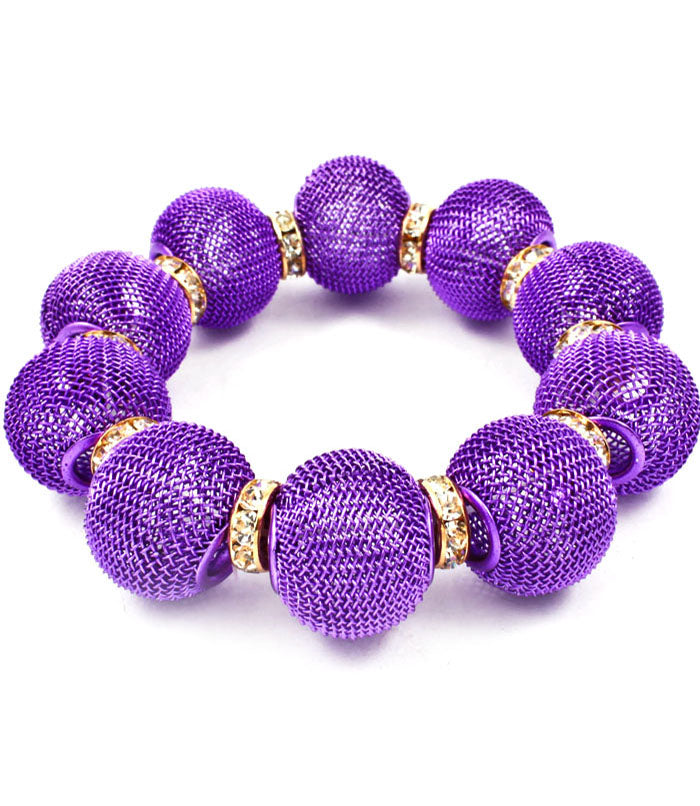 'Chloe' Crystal Mesh Stretch Bracelet  - Pink