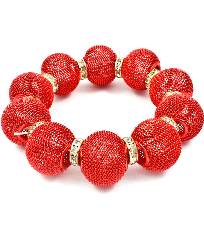 'Chloe' Crystal Mesh Stretch Bracelet  - Pink