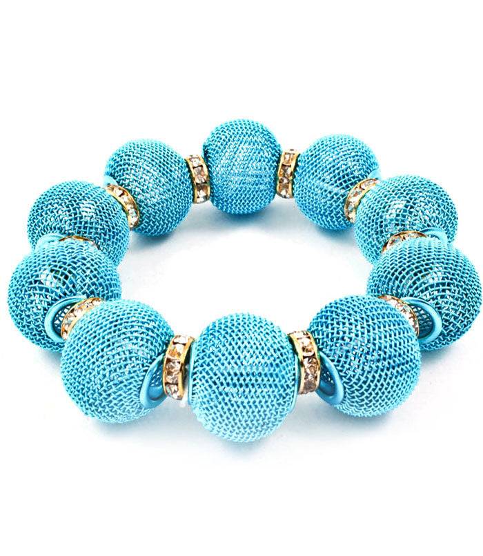 'Chloe' Crystal Mesh Stretch Bracelet  - Pink