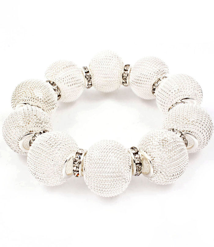 'Chloe' Crystal Mesh Stretch Bracelet  - Pink