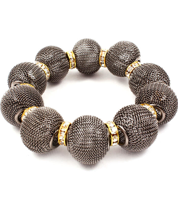 'Chloe' Crystal Mesh Stretch Bracelet  - Pink