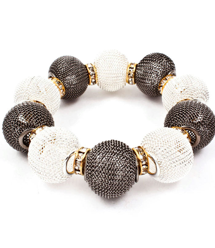 'Chloe' Crystal Mesh Stretch Bracelet  - Pink