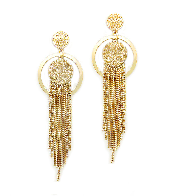 Lion head post drop earrings