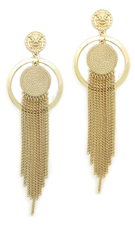 Lion head post drop earrings