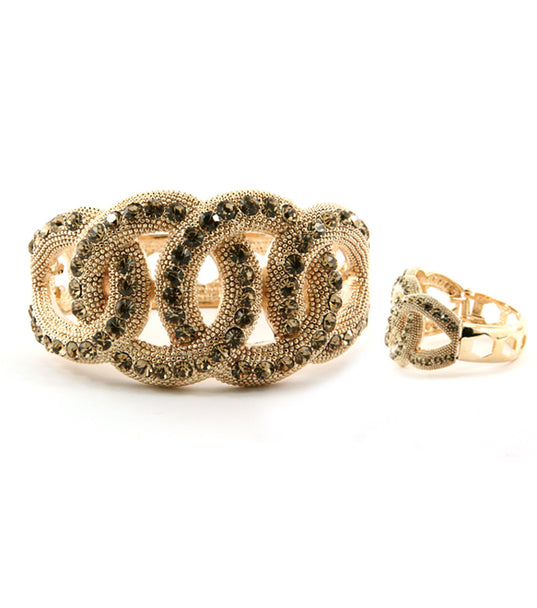 'Kim' Crystal Interwoven Bracelet - Gold