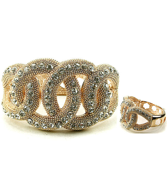 'Kim' Crystal Interwoven Bracelet - Gold