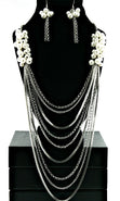 Load image into Gallery viewer, “Khloe” Long Multi Layered  Pearl Necklace and Earring Set
