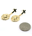 Load image into Gallery viewer, &#39;RiRI&#39;  Lion Head Cross Earring - Black
