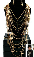 Load image into Gallery viewer, &#39;RIRI&#39; DESIGNER INSPIRED CROSS NECKLACE SET  - GOLD
