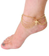 'RIRI' LAYERED GOLD CROSS CHAIN ANKLET