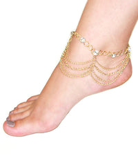 'TARA' LAYERED CRYSTAL CHAIN   ANKLET