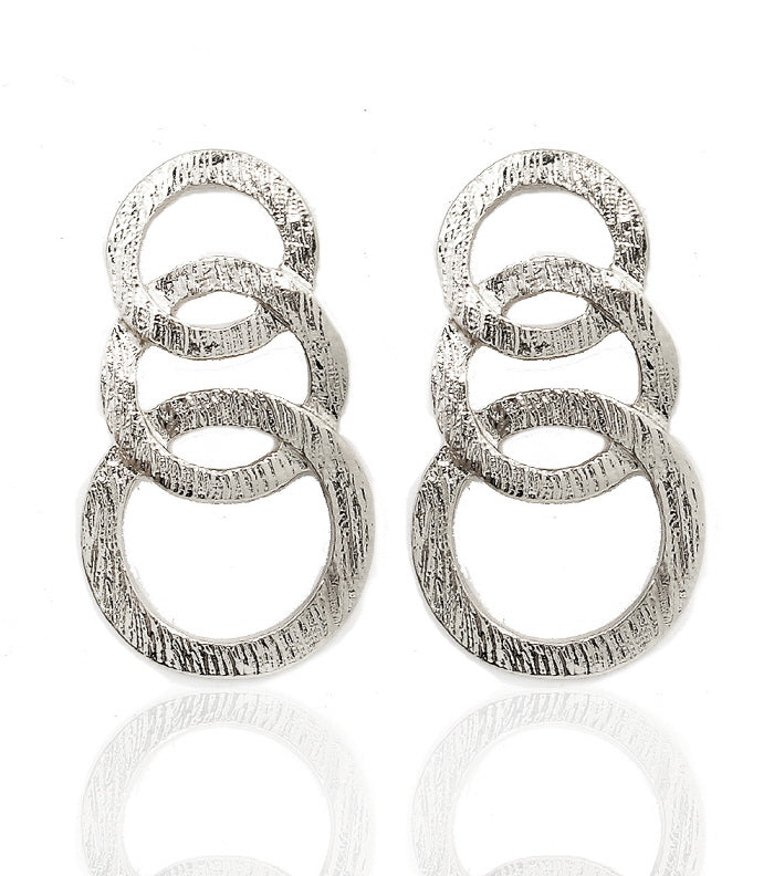 J'Adore Round Shape Silver Earrings