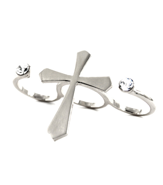 'TYRA' CRYSTAL CROSS KNUCKLE  RING