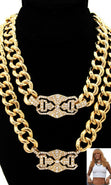 Load image into Gallery viewer, DOUBLE PENDANT ID CHAIN NECKLACE  - GOLD
