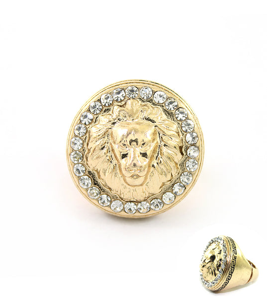 CRYSTAL STRETCH LION RING