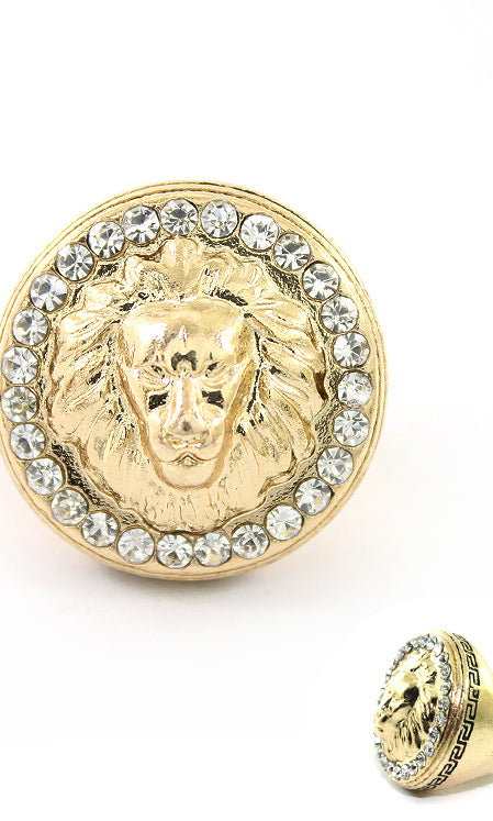 CRYSTAL STRETCH LION RING