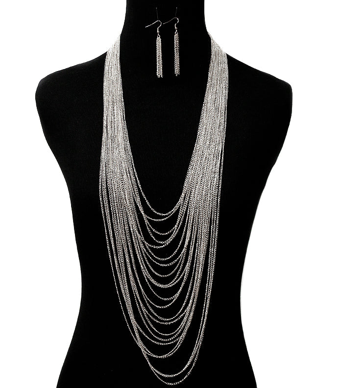 ‘KATIE’ LONG LAYERED NECLACE AND EARRING SET