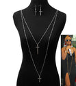 Load image into Gallery viewer, DOUBLE LAYERED CROSS NECKLACE  AND EARRING SET
