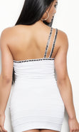 Load image into Gallery viewer, &#39;ELLA&#39; ONE SHOULDER BODYCON BANDAGE STUD DRESS
