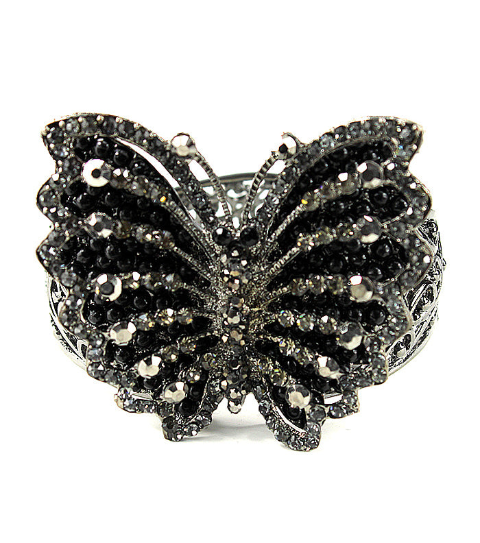 ‘MARIAH’ CRYSTAL BUTTERFLY BRACELET - BLACK