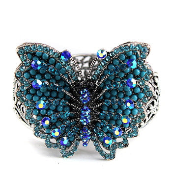 ‘MARIAH’ CRYSTAL BUTTERFLY BRACELET - BLACK