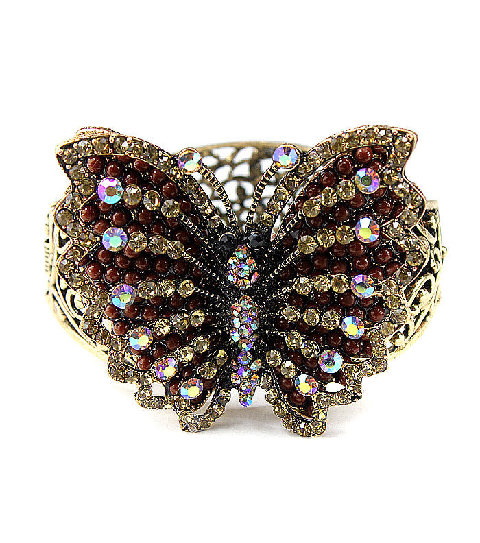 ‘MARIAH’ CRYSTAL BUTTERFLY BRACELET - BLACK