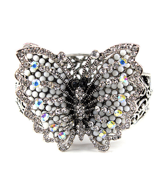 ‘MARIAH’ CRYSTAL BUTTERFLY BRACELET - BLACK