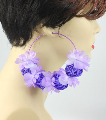 'HONEY BEE' FABRIC HOOP EARRING - ORANGE