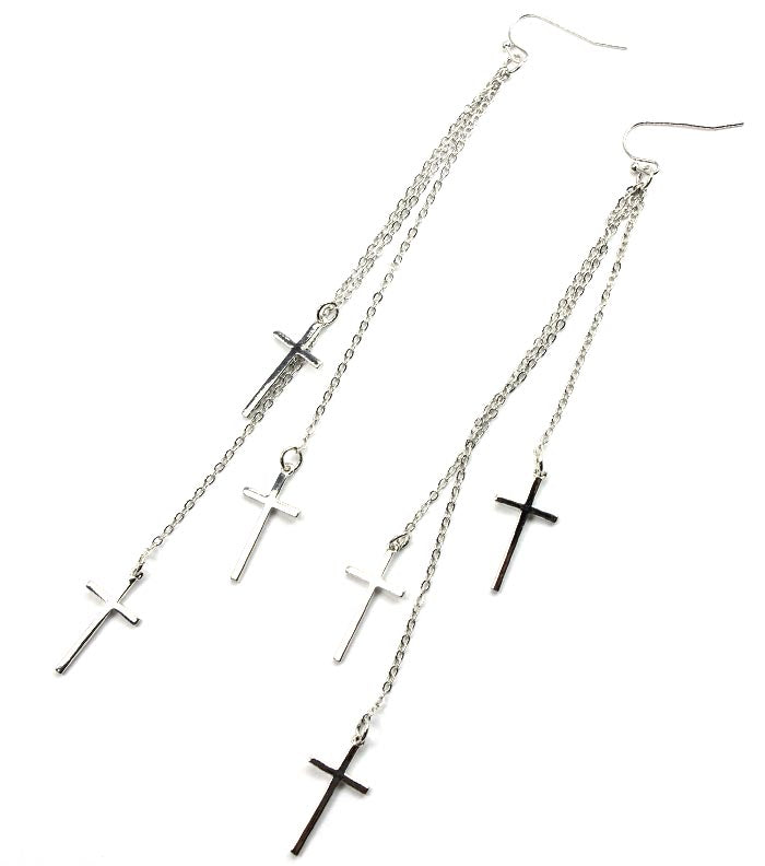'Paris' Fish Hook Cross Earring
