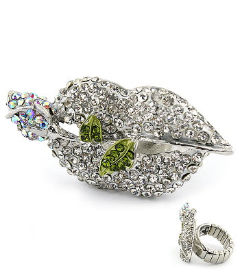 Stretch Silver Crystal Jennifer Williams Kiss Ring