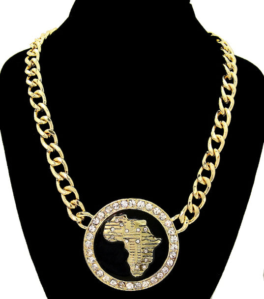 AFRICA MAP  CRYSTAL STATEMENT NECKLACE