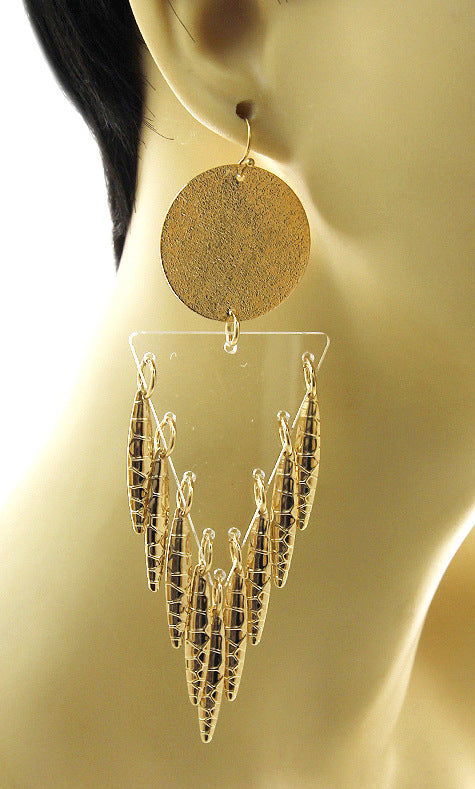 Triangle Statement Dangle Earrings - CLEAR