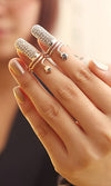 Adjustable Crystal Finger Tip Nail Ring - GOLD