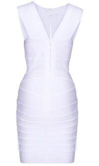‘MIMI’ Keyhole White Cleavage Bandage Dress
