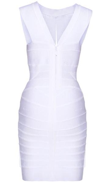 ‘MIMI’ Keyhole White Cleavage Bandage Dress