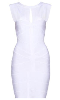‘MIMI’ Keyhole White Cleavage Bandage Dress