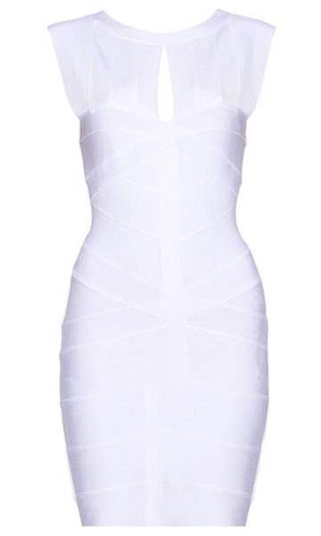 ‘MIMI’ Keyhole White Cleavage Bandage Dress