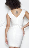 ‘MIMI’ Keyhole White Cleavage Bandage Dress