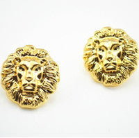 Gold Animal Lion Head earrings